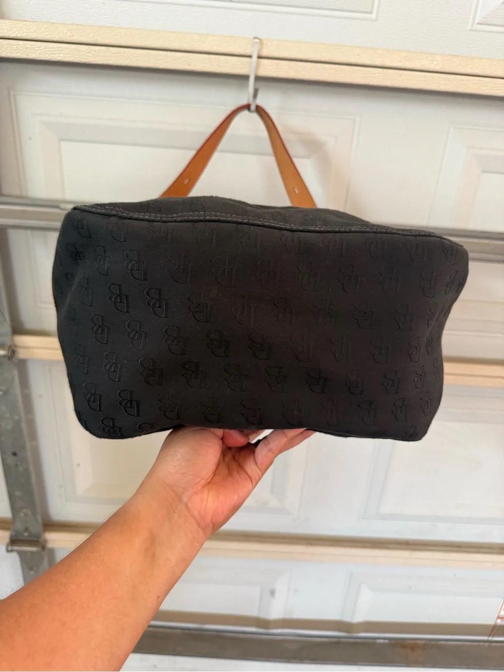 Dooney & Bourke Black Hobo with Tan Leather Trim